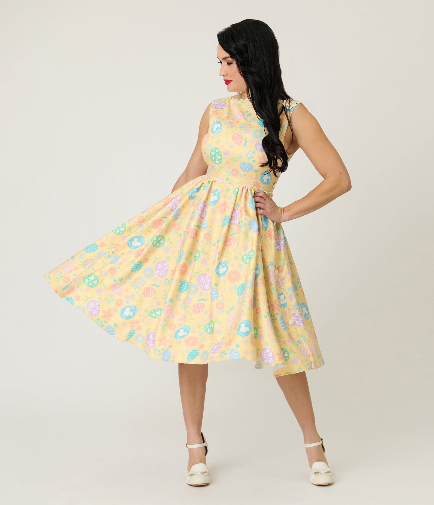 Disney Mickey & Friends Collection by Unique Vintage Yellow & Easter Egg Livvie Swing Dress