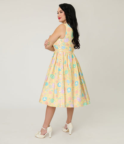 Disney Mickey & Friends Collection by Unique Vintage Yellow & Easter Egg Livvie Swing Dress