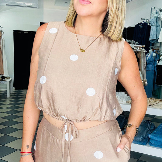 Polka Dots Taupe Top