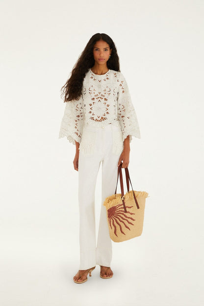 Off-White Flowers Richelieu Long Sleeve Blouse
