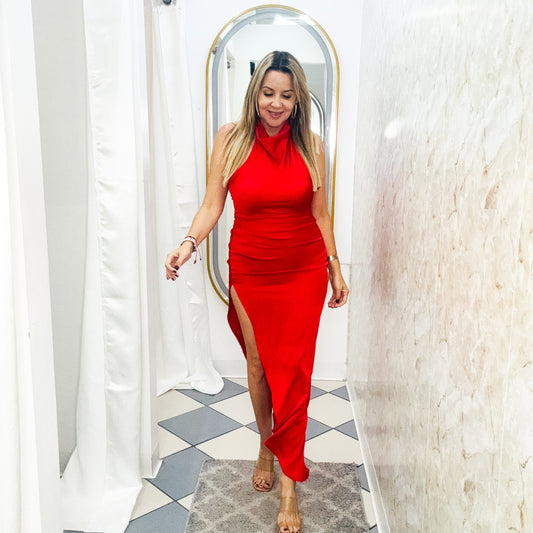 Halter Satin Dress