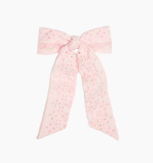 The Belle Bow - Pink Broderie Voile