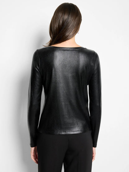 Glazed Rib Boat Neck Tee
