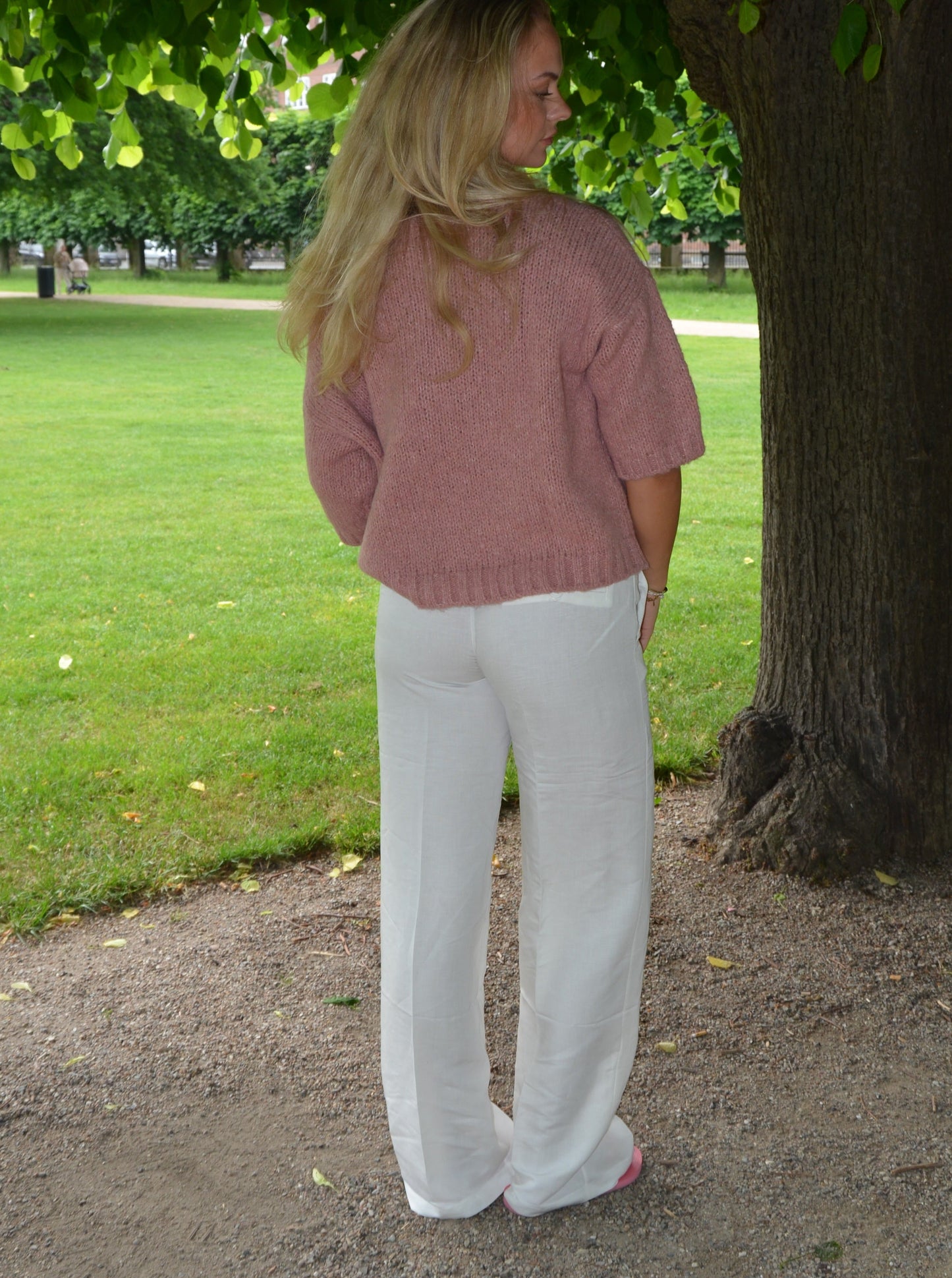 Helena low-rise trousers in linen blend - White