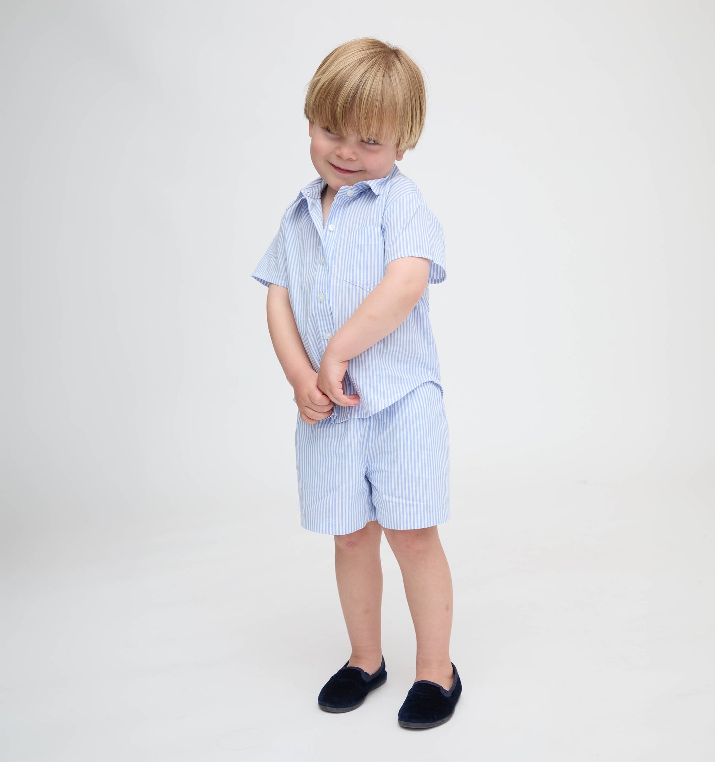 The Baby Leo Shorts - Blue/White Stripe