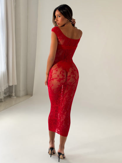 KAELIS MIDI DRESS RED