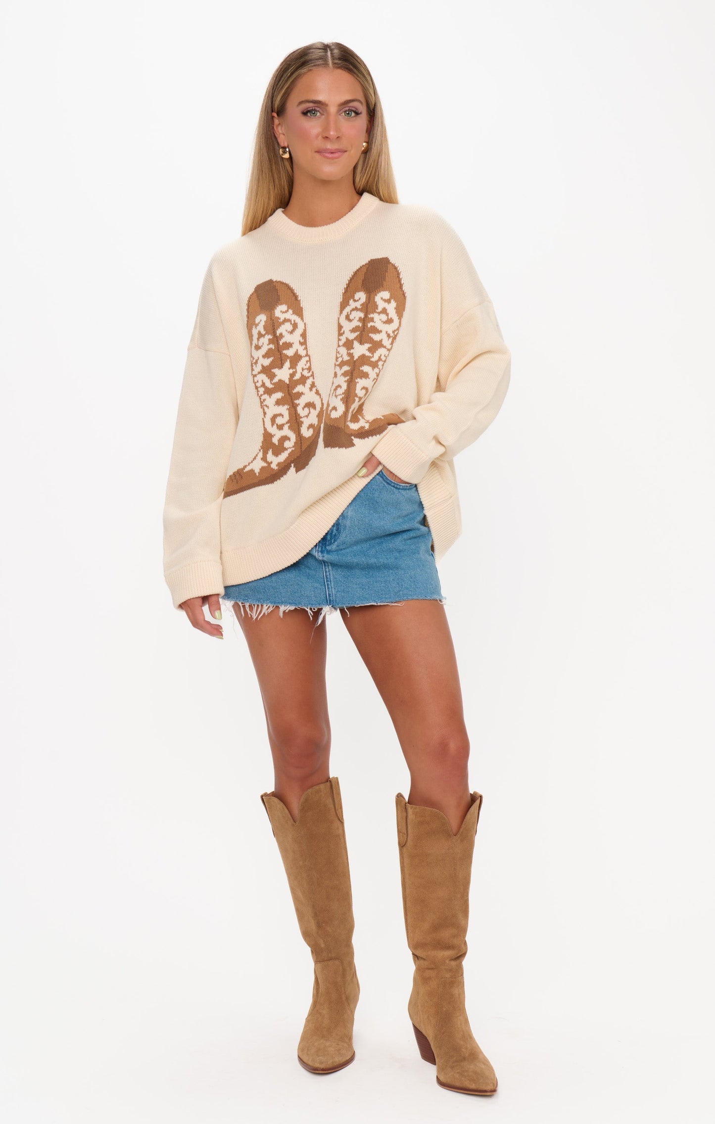 Stay Awhile Sweater ~ Cowboy Boot Knit