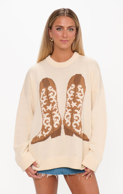 Stay Awhile Sweater ~ Cowboy Boot Knit