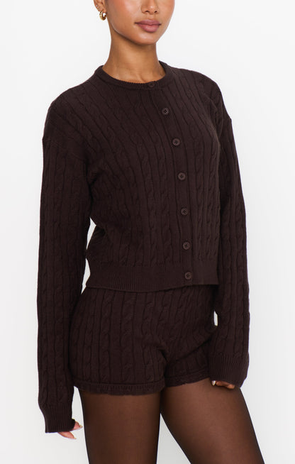 Throw on Cardigan ~ Chocolate Cable Knit