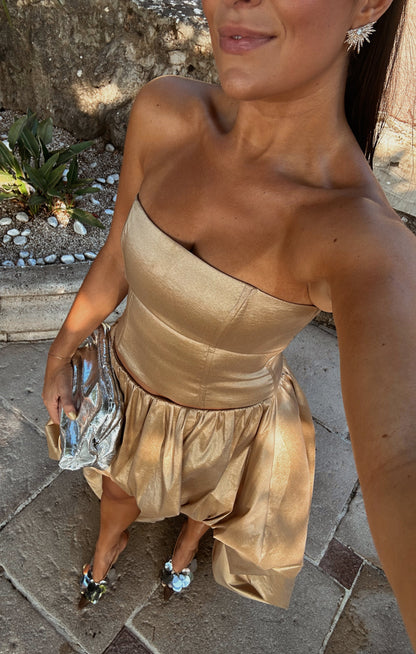 Tatum Top ~ Gold Metallic Taffeta