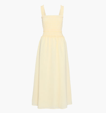 The Azalea Maxi Nap Dress - Butter Yellow Tonal Seersucker