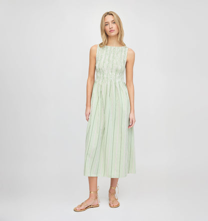 The Cosima Nap Dress - Green Jacquard Stripe