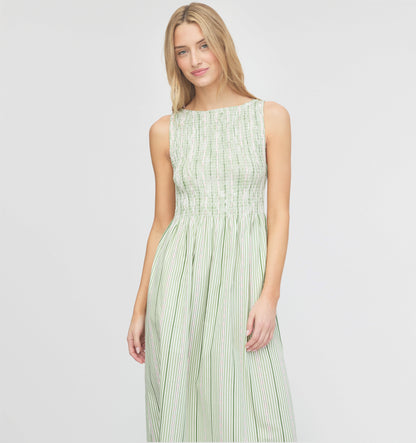 The Cosima Nap Dress - Green Jacquard Stripe
