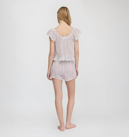 The Josie PJ Set - White Poppy Half Drop