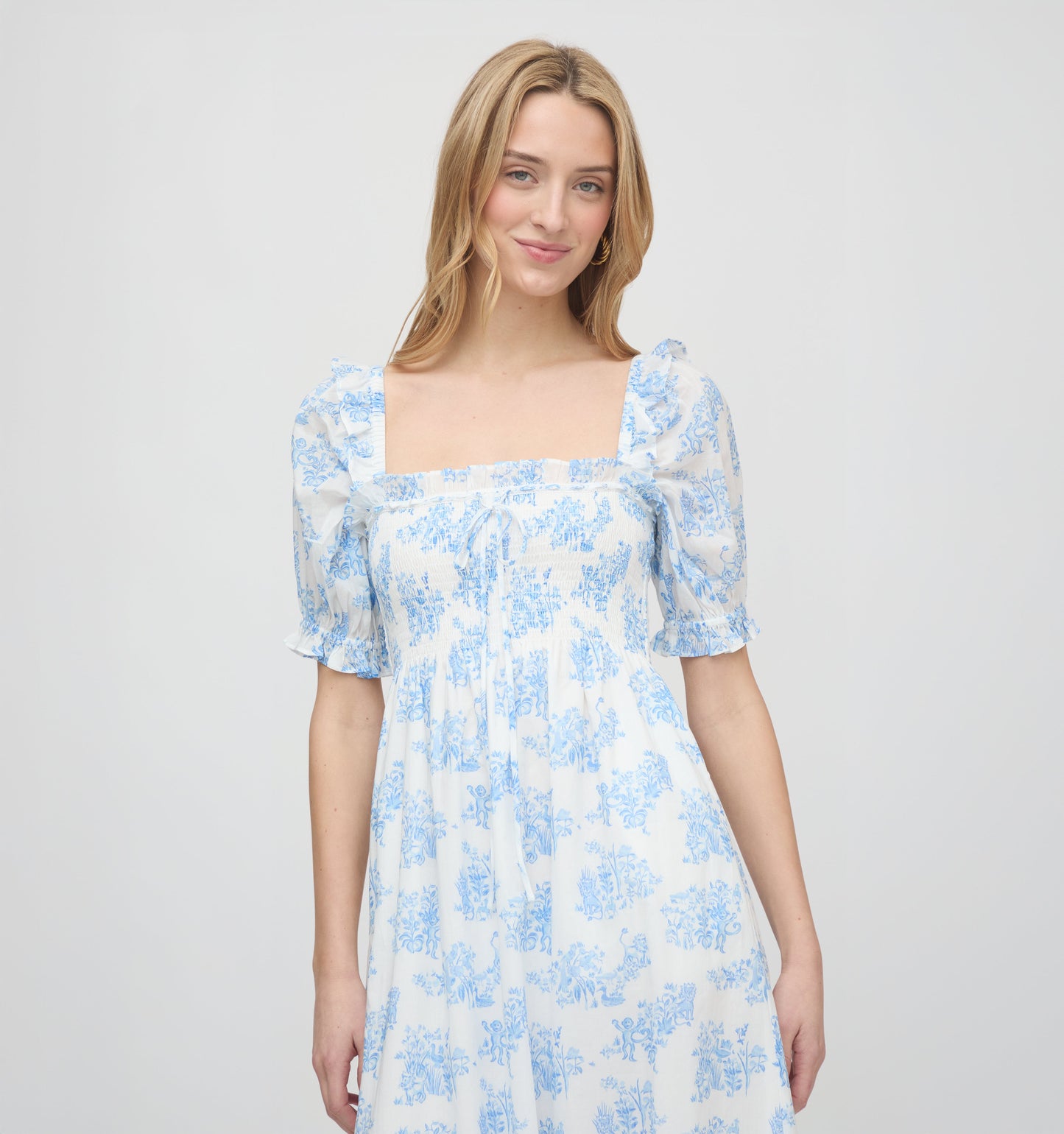 Roller Rabbit x Hill House Scarlett Midi Nap Dress - Blue Sherwood Forest Monkey