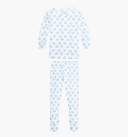 The Tiny Sully PJ Set - Blue Doily Heart