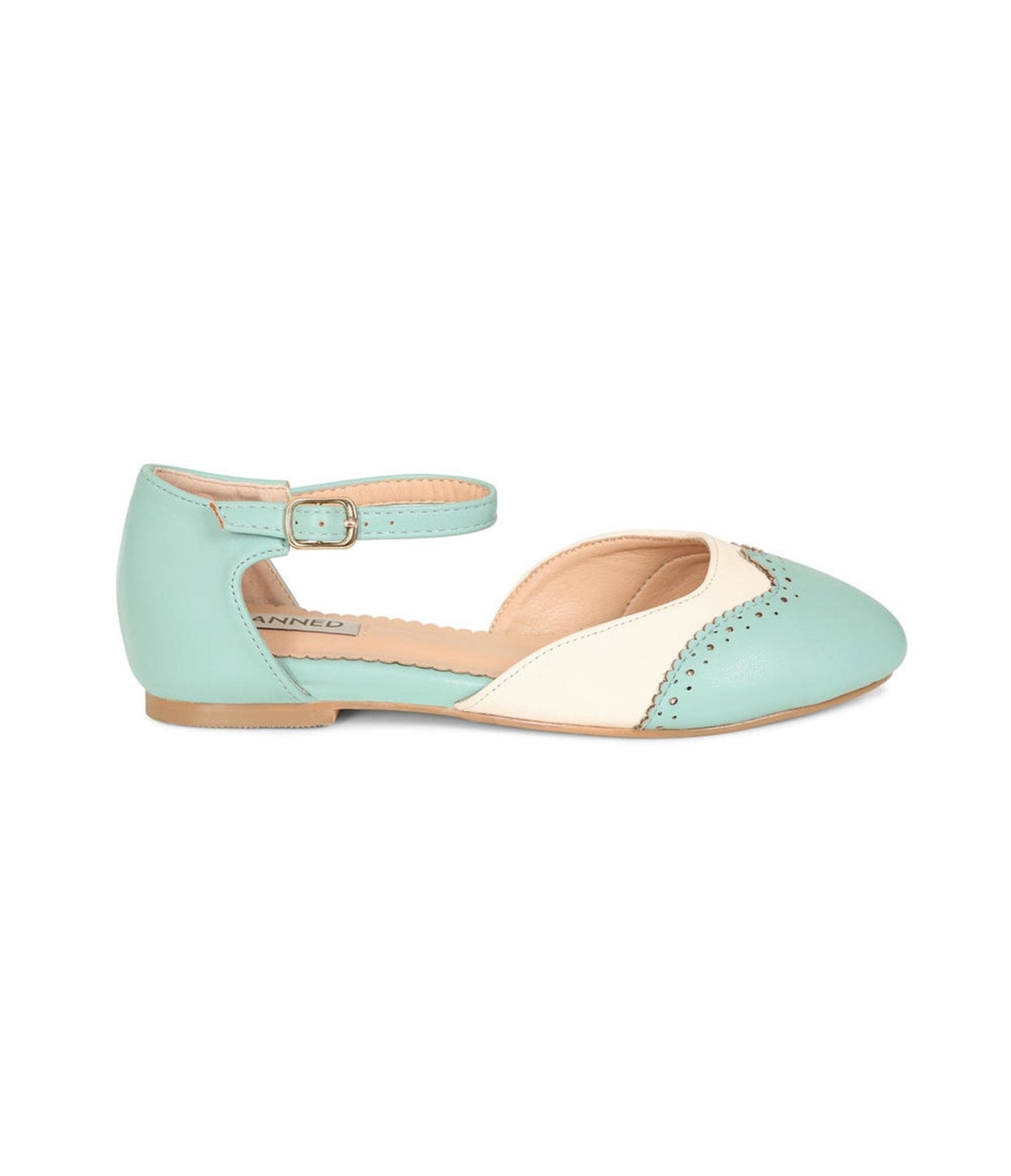 Banned Mint & White Dancemates Leatherette Flats