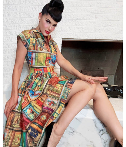 Bernie Dexter Book Print Swing Dress