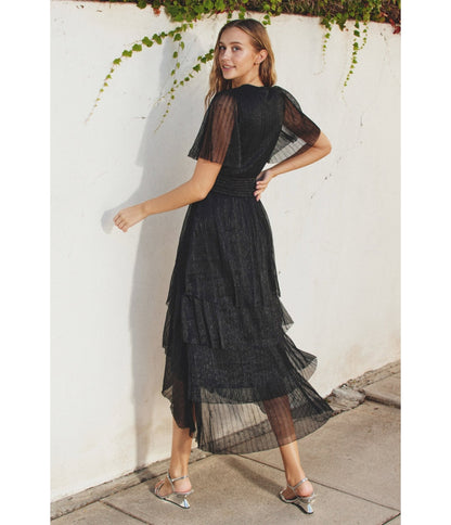 Black Metallic Maxi Dress