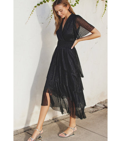 Black Metallic Maxi Dress