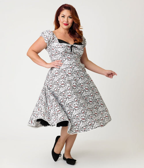 Disney Aristocats Collection by Unique Vintage Disney Plus Size Marie All Over Print Swing Dress