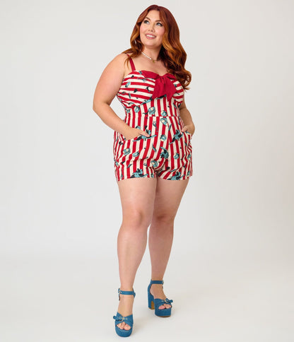 Disney Dumbo Collection by Unique Vintage Plus Size Red Stripe Romper