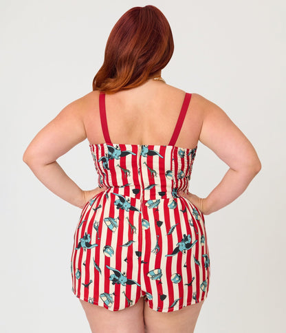Disney Dumbo Collection by Unique Vintage Plus Size Red Stripe Romper