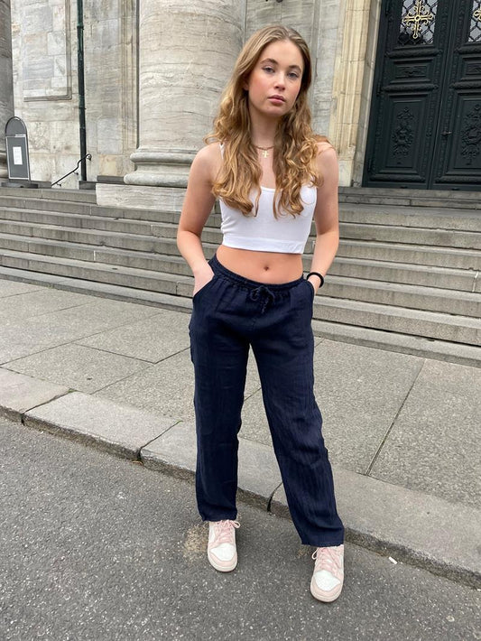 Anna Olympia linen pants - navy