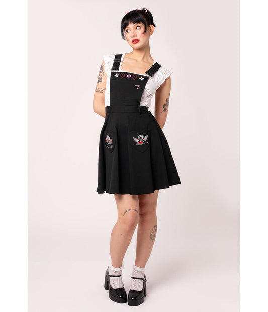 Hell Bunny Black Cupid Pinafore Skirt