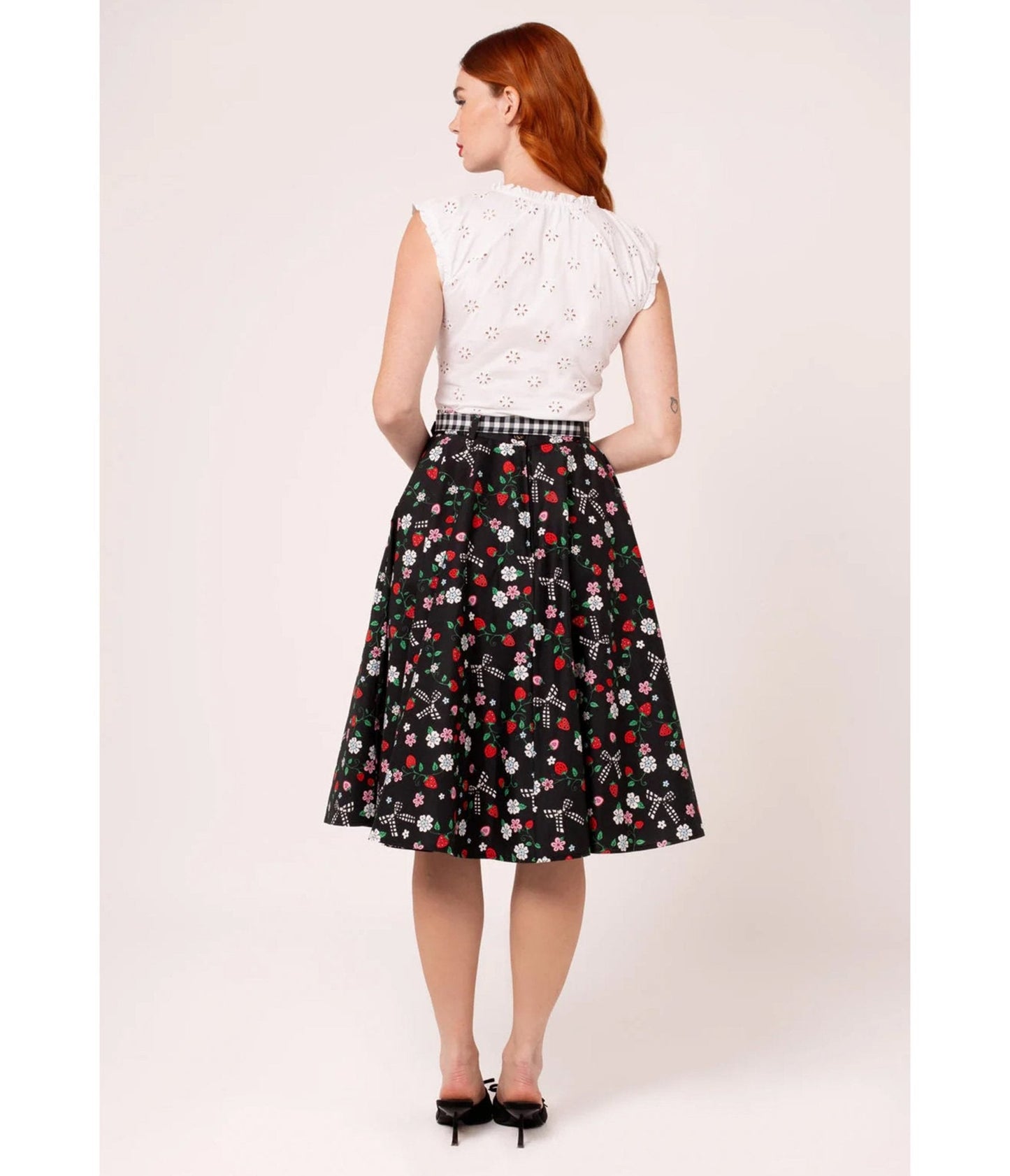 Hell Bunny Black Floral Isobel Swing Skirt