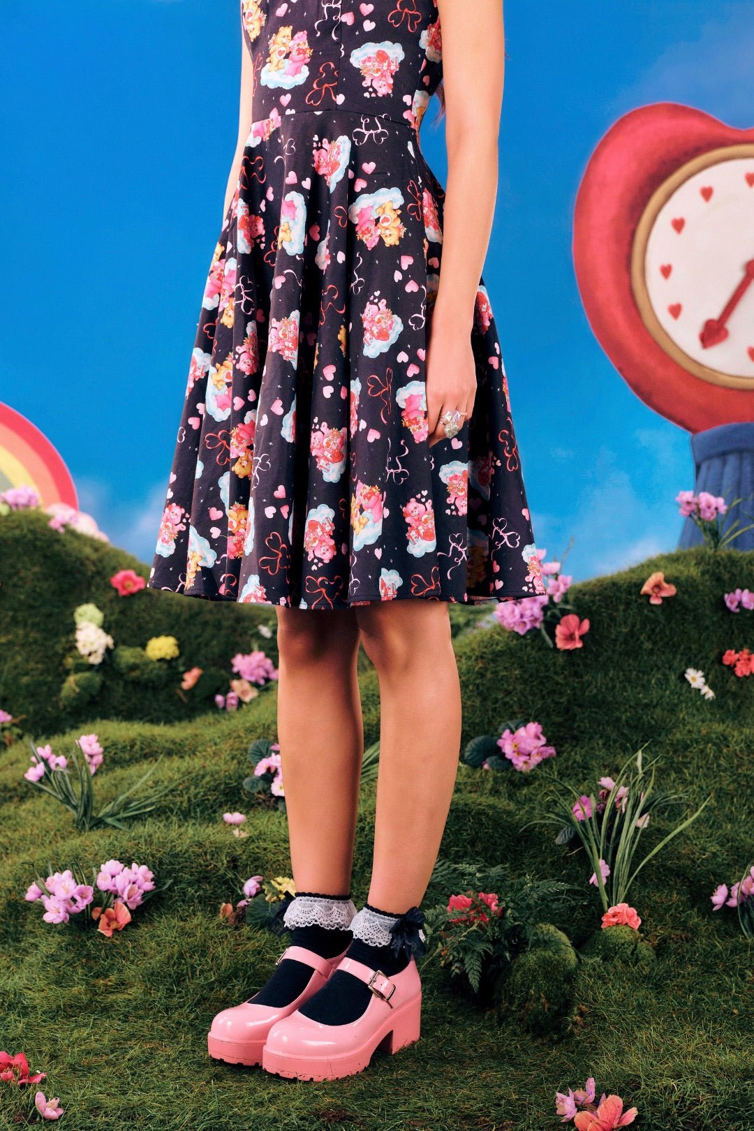 Hell Bunny Care Bears Tenderheart Cotton Flare Dress