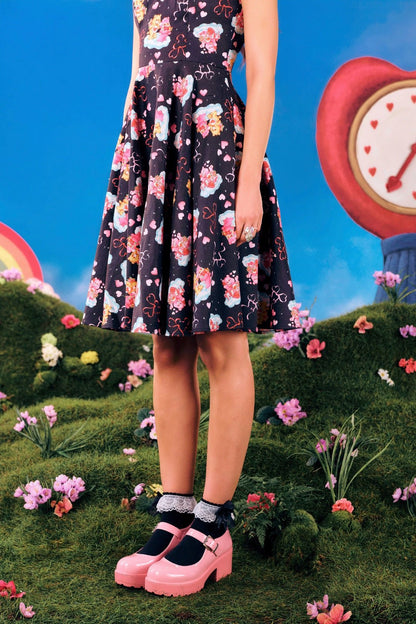 Hell Bunny Care Bears Tenderheart Cotton Flare Dress
