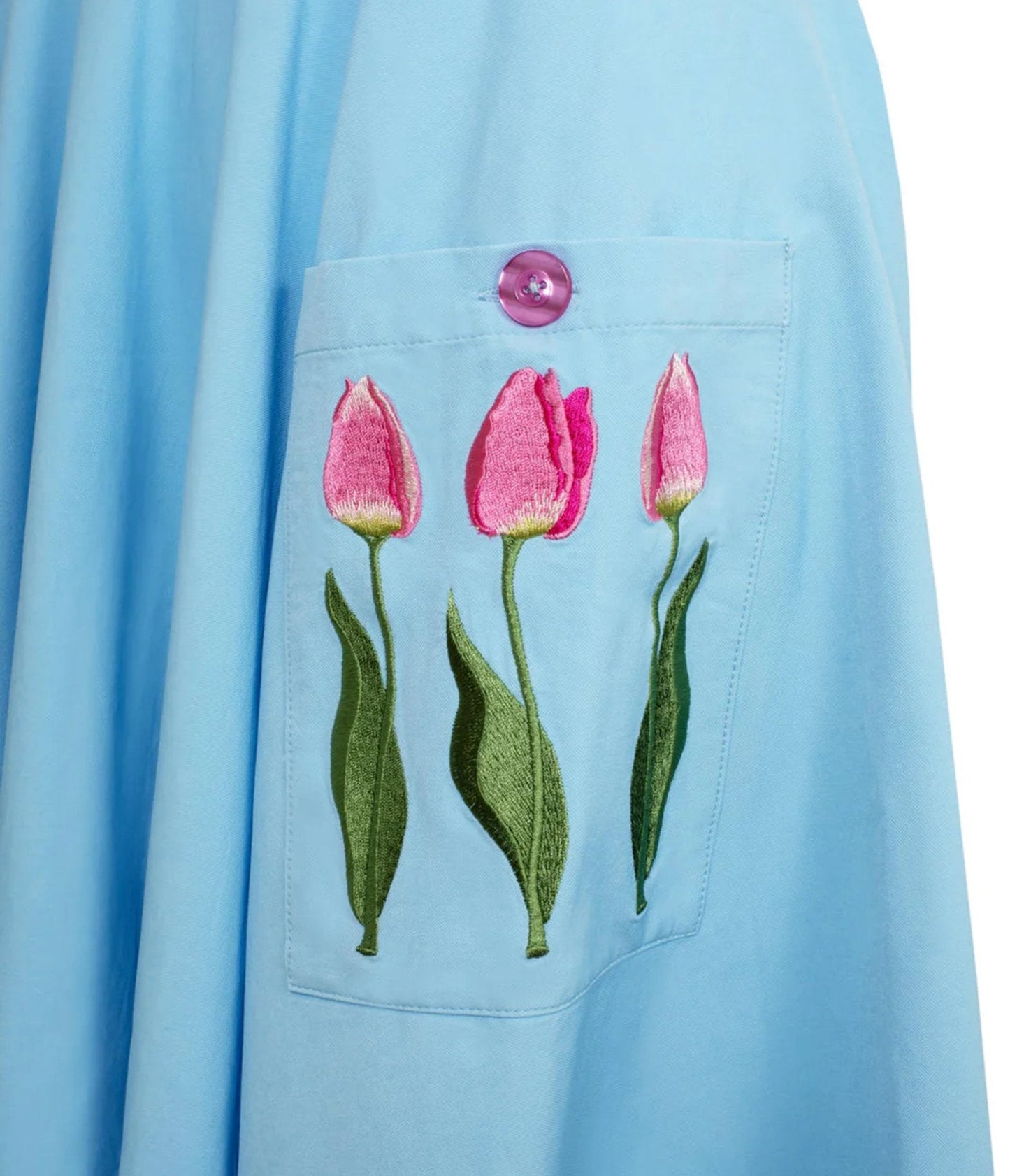 Hell Bunny Sky Blue Tulip Embroidered Swing Dress