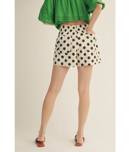 Ivory & Black Polka Dot High Waisted Shorts