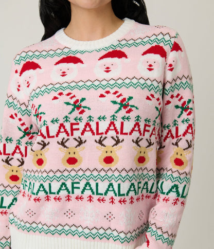 Pink Holiday Fair Isle Sweater