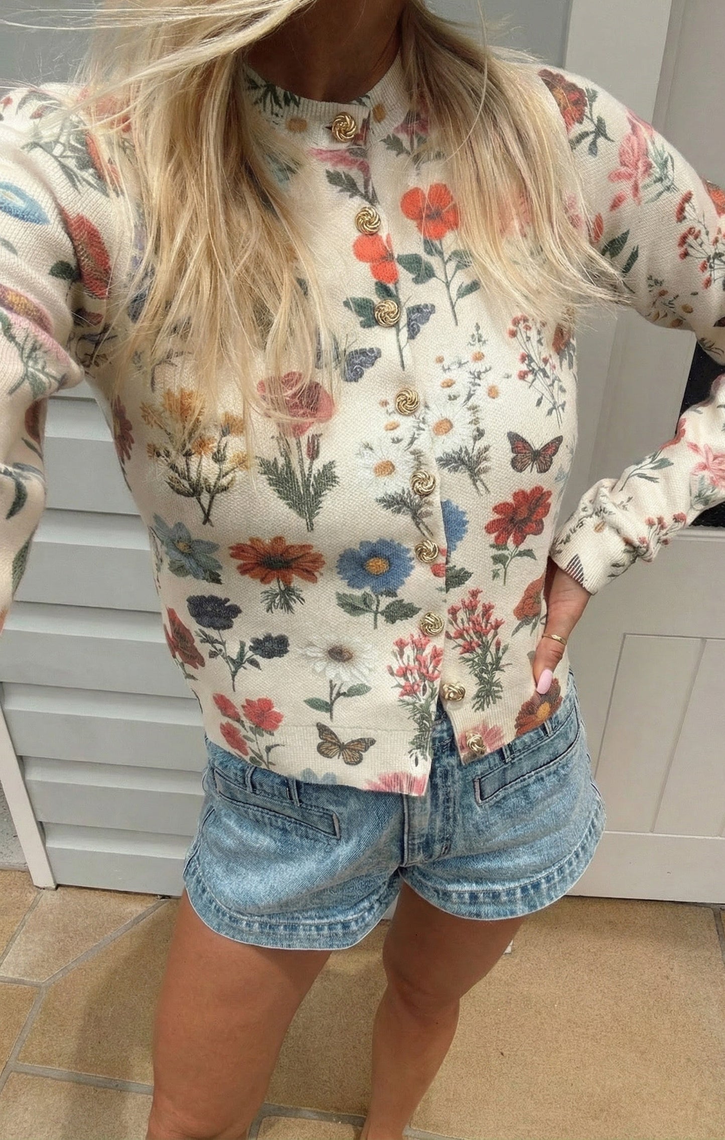 Cafe Cardigan ~ French Floral Knit