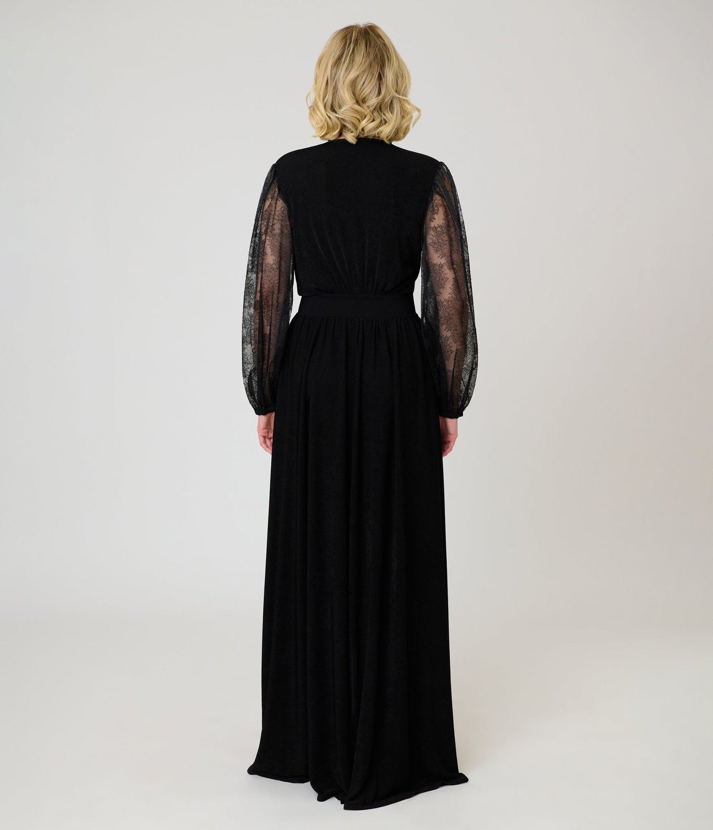 Unique Vintage Black Lace Hollywood Duster