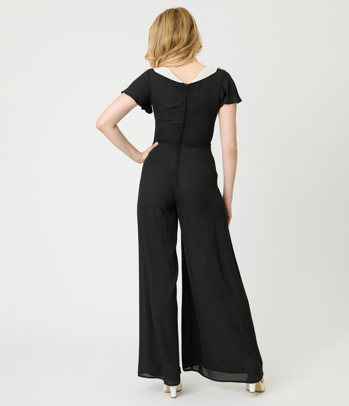 Unique Vintage Black Wide Leg Jumpsuit