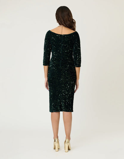 Unique Vintage Green Sequin Shailene Pencil Dress